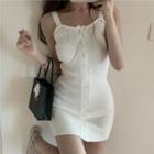 Sleeveless Slim Fit Knit Dress White - One Size