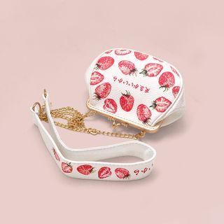 Strawberry Print Chain Strap Crossbody Bag