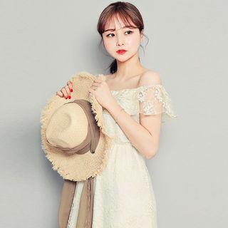 Off-shoulder Laced Long Dress
