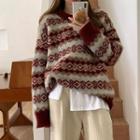 Patterned Sweater / Wide Leg Pants