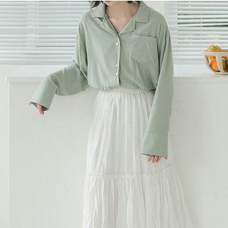 Square Buttoned Shirt Green - One Size