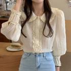 Puff-sleeve Ruffled Blouse Almond - One Size