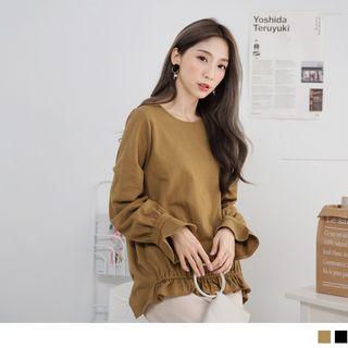 Bell Sleeve Gather Hem Top