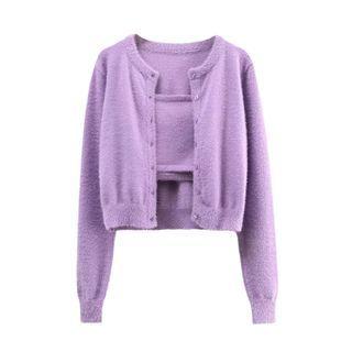 Set: Knit Cropped Tube Top + Cardigan