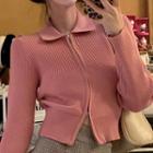 Knit Zip Jacket Pink - One Size
