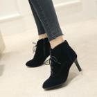 Fleece-lining Lace-up Stiletto Ankle Boots