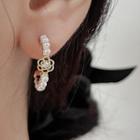 Faux Pearl Flower Half-hoop Earring