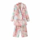 Tie-dyed Double-breasted Blazer / Knee-length Shorts / Set