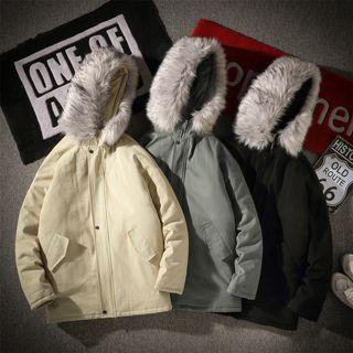 Furry Hooded Zipped Jacket