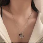 Heart Glass Pendant Alloy Necklace Silver - One Size