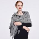 Fringed Lace Panel Wool Scarf