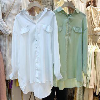 Long-sleeve Glitter Shirt Pink - One Size