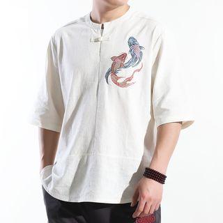 3/4-sleeve Fish Embroidered Hanfu Top