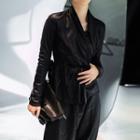Faux Leather Tie Waist Jacket