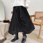 Lace Panel Velvet Midi Skirt Black - One Size