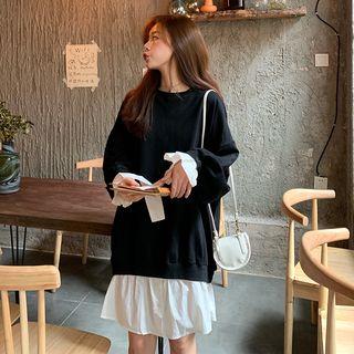 Ruffle Mock Two Piece Long-sleeve Dress