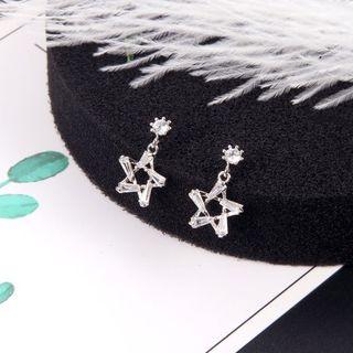 Rhinestone Alloy Star Dangle Earring