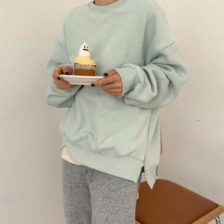 Irregular Fleece-lined Sweatshirt
