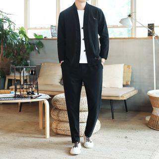 Set: Frog-buttoned Jacket + Harem Pants