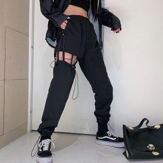 Strappy Cutout Straight-cut Pants