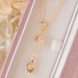 Faux Crystal Pendant Sterling Silver Necklace / Dangle Earring