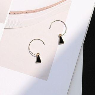 Alloy Triangle Dangle Earring Black - One Size