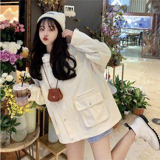 Hooded Zip-up Cargo Jacket White - One Size