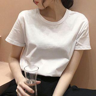 White Round-neck Short-sleeve T-shirt