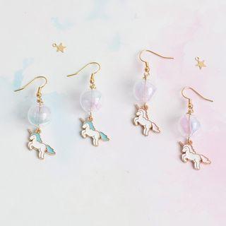 Alloy Unicorn Glass Ball Dangle Earring