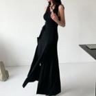 Sleeveless Side-slit Maxi A-line Dress