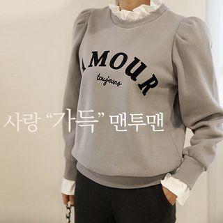 Frilled-trim Letter Print Pullover