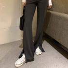 High-waist Front-slit Flare Dress Pants