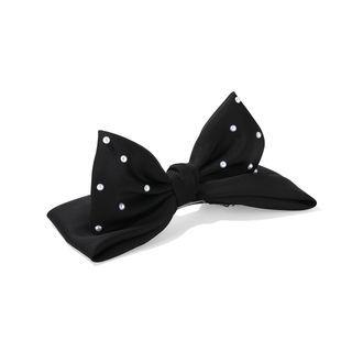 Bow Faux Pearl Fabric Hair Clip Hair Clip - Black - One Size