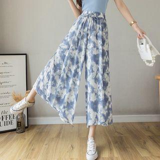 Tie-dyed High-waist Cropped Wide-leg Pants