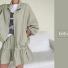 Band-waist Ruffled Miniskirt Khaki - One Size