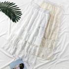 Layered Mesh Lace Midi Skirt