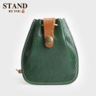 Drawstring Faux Leather Coin Purse Green - One Size