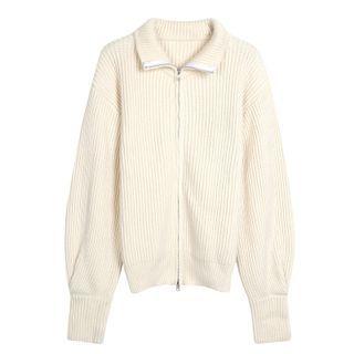 Knit Zip Jacket Almond - One Size