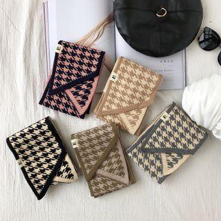 Houndstooth Knit Scarf Black - 150cm X 13cm
