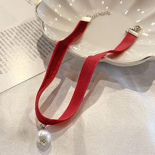 Faux Pearl Choker 1# - Wine Red - One Size