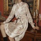 Print Long-sleeve Blouse / Midi Skirt