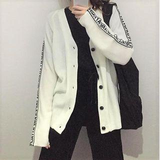 Lettering Print V-neck Cardigan