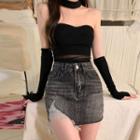 Tube Top / Arm Sleeve / Denim Skirt / Set