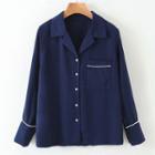 Notch Lapel Shirt Navy Blue - One Size