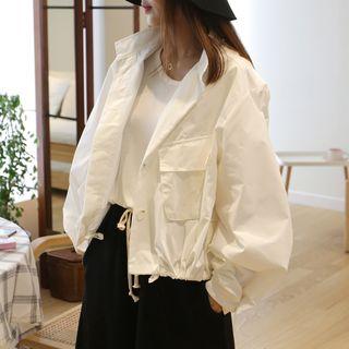 Hidden-button Drawstring-waist Jacket