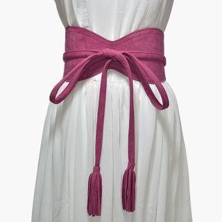 Faux Suede Lace-up Wide Belt