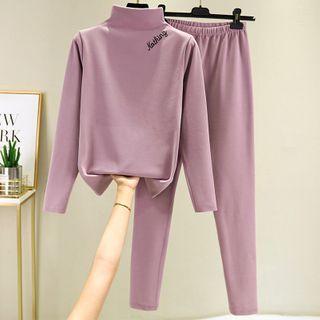 Set: Long-sleeve Mock-neck Top + Pants