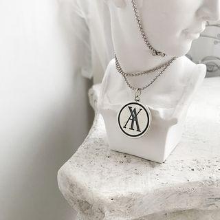 Lettering Pendant Sterling Silver Necklace L182 - Silver - One Size