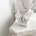 Lettering Pendant Sterling Silver Necklace L182 - Silver - One Size