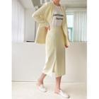 Slit-hem Pastel-color Pencil Skirt